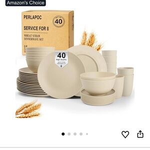 Wheat Straw Dinnerware Set - 40 PCS in Cream